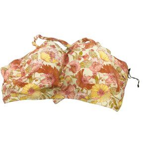 Shade And Shore Women's Sz 38D Underwire Halter Bikini Swim Top Floral Print New
